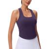 imageMAGCOMSEN Womens Crop Workout Tank Tops with Built in Bra Fitted Racerback Sleeveless Yoga Shirts CamisolePurple