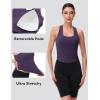 imageMAGCOMSEN Womens Crop Workout Tank Tops with Built in Bra Fitted Racerback Sleeveless Yoga Shirts CamisolePurple