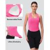 imageMAGCOMSEN Womens Crop Workout Tank Tops with Built in Bra Fitted Racerback Sleeveless Yoga Shirts CamisoleRose Red