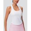 imageMAGCOMSEN Womens Crop Workout Tank Tops with Built in Bra Fitted Racerback Sleeveless Yoga Shirts CamisoleWhite