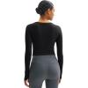 imageMAGCOMSEN Womens Long Sleeve Crop Workout Tops Slim Fit Yoga Gym Shirts Athletic with Thumb HolesBlack