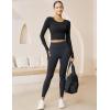 imageMAGCOMSEN Womens Long Sleeve Crop Workout Tops Slim Fit Yoga Gym Shirts Athletic with Thumb HolesBlack