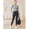 imageMAGCOMSEN Womens Long Sleeve Crop Workout Tops Slim Fit Yoga Gym Shirts Athletic with Thumb HolesLight Grey