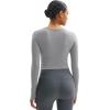 imageMAGCOMSEN Womens Long Sleeve Crop Workout Tops Slim Fit Yoga Gym Shirts Athletic with Thumb HolesLight Grey