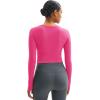 imageMAGCOMSEN Womens Long Sleeve Crop Workout Tops Slim Fit Yoga Gym Shirts Athletic with Thumb HolesRose Red