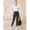 imageMAGCOMSEN Womens Long Sleeve Crop Workout Tops Slim Fit Yoga Gym Shirts Athletic with Thumb HolesWhite