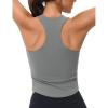imageMAGCOMSEN Womens Crop Workout Tank Tops with Built in Bra Fitted Racerback Sleeveless Yoga Shirts CamisoleGrey