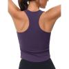 imageMAGCOMSEN Womens Crop Workout Tank Tops with Built in Bra Fitted Racerback Sleeveless Yoga Shirts CamisolePurple