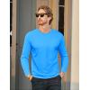 imageMAGCOMSEN Mens Long Sleeve Shirt with Pocket Cotton Crew Neck Shirts Casual Lightweight TShirtAzure