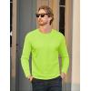 imageMAGCOMSEN Mens Long Sleeve Shirt with Pocket Cotton Crew Neck Shirts Casual Lightweight TShirtFluorescent Green
