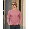 imageMAGCOMSEN Mens Long Sleeve Shirt with Pocket Cotton Crew Neck Shirts Casual Lightweight TShirtGrey Pink