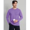 imageMAGCOMSEN Mens Long Sleeve Shirt with Pocket Cotton Crew Neck Shirts Casual Lightweight TShirtLight Purple
