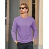 imageMAGCOMSEN Mens Long Sleeve Shirt with Pocket Cotton Crew Neck Shirts Casual Lightweight TShirtLight Purple