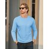 imageMAGCOMSEN Mens Long Sleeve Shirt with Pocket Cotton Crew Neck Shirts Casual Lightweight TShirtWaterfall Blue