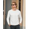 imageMAGCOMSEN Mens Long Sleeve Shirt with Pocket Cotton Crew Neck Shirts Casual Lightweight TShirtWhite
