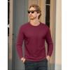 imageMAGCOMSEN Mens Long Sleeve Shirt with Pocket Cotton Crew Neck Shirts Casual Lightweight TShirtWine Red