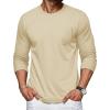 imageMAGCOMSEN Mens Long Sleeve Shirt with Pocket Cotton Crew Neck Shirts Casual Lightweight TShirtApricot