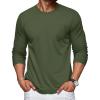 imageMAGCOMSEN Mens Long Sleeve Shirt with Pocket Cotton Crew Neck Shirts Casual Lightweight TShirtArmy Green