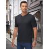imageMAGCOMSEN Mens Henley Shirts Short Sleeve Casual Collarless Shirt Quick Dry Summer TShirts Golf Workout TopsBlack