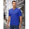 imageMAGCOMSEN Mens Henley Shirts Short Sleeve Casual Collarless Shirt Quick Dry Summer TShirts Golf Workout TopsBlue