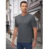 imageMAGCOMSEN Mens Henley Shirts Short Sleeve Casual Collarless Shirt Quick Dry Summer TShirts Golf Workout TopsDark Grey