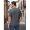 imageMAGCOMSEN Mens Henley Shirts Short Sleeve Casual Collarless Shirt Quick Dry Summer TShirts Golf Workout TopsDark Grey