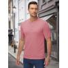 imageMAGCOMSEN Mens Henley Shirts Short Sleeve Casual Collarless Shirt Quick Dry Summer TShirts Golf Workout TopsGrey Pink