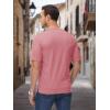 imageMAGCOMSEN Mens Henley Shirts Short Sleeve Casual Collarless Shirt Quick Dry Summer TShirts Golf Workout TopsGrey Pink