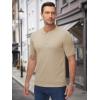 imageMAGCOMSEN Mens Henley Shirts Short Sleeve Casual Collarless Shirt Quick Dry Summer TShirts Golf Workout TopsKhaki