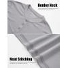 imageMAGCOMSEN Mens Henley Shirts Short Sleeve Casual Collarless Shirt Quick Dry Summer TShirts Golf Workout TopsLight Grey