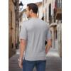 imageMAGCOMSEN Mens Henley Shirts Short Sleeve Casual Collarless Shirt Quick Dry Summer TShirts Golf Workout TopsLight Grey