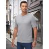 imageMAGCOMSEN Mens Henley Shirts Short Sleeve Casual Collarless Shirt Quick Dry Summer TShirts Golf Workout TopsLight Grey