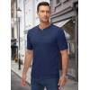 imageMAGCOMSEN Mens Henley Shirts Short Sleeve Casual Collarless Shirt Quick Dry Summer TShirts Golf Workout TopsNavy