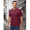 imageMAGCOMSEN Mens Henley Shirts Short Sleeve Casual Collarless Shirt Quick Dry Summer TShirts Golf Workout TopsWine Red