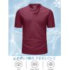 imageMAGCOMSEN Mens Henley Shirts Short Sleeve Casual Collarless Shirt Quick Dry Summer TShirts Golf Workout TopsWine Red
