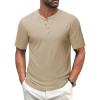 imageMAGCOMSEN Mens Henley Shirts Short Sleeve Casual Collarless Shirt Quick Dry Summer TShirts Golf Workout TopsKhaki