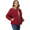 imageMAGCOMSEN Womens Corduroy Jacket Sherpa Fleece Lined Warm Winter Coat Button Down Casual Jacket with PocketsWine Red