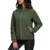 imageMAGCOMSEN Womens Winter Bomber Jacket Casual Basic Zip Up Padded Coats Water Resistant Long Sleeve Outwear with PocketsArmy Green