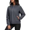imageMAGCOMSEN Womens Winter Bomber Jacket Casual Basic Zip Up Padded Coats Water Resistant Long Sleeve Outwear with PocketsDark Grey