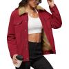 imageMAGCOMSEN Womens Corduroy Jacket Sherpa Fleece Lined Warm Winter Coat Button Down Casual Jacket with PocketsWine Red