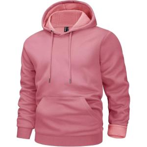 imageMAGCOMSEN Mens Active Hoodies Fleece Lined Sweatshirts Casual Athletic Workout Pullover With Kangaroo PocketGrey Pink