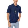 imageMAGCOMSEN Mens Polo Shirts 3 Buttons Casual Work T Shirts Quick Dry Short Sleeve Golf Shirt Pique Jersey Outdoor PerformanceNavy