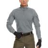 imageMAGCOMSEN Mens Tactical Military Shirts 14 Zip Long Sleeve Shirt with PocketsLight Grey