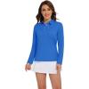 imageMAGCOMSEN Womens Polo Shirts Long Sleeve Golf T Shirt Quick Dry UPF 50 Sun Protection Lightweight Athletic Tennis ShirtsAzure