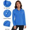 imageMAGCOMSEN Womens Polo Shirts Long Sleeve Golf T Shirt Quick Dry UPF 50 Sun Protection Lightweight Athletic Tennis ShirtsAzure