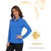 imageMAGCOMSEN Womens Polo Shirts Long Sleeve Golf T Shirt Quick Dry UPF 50 Sun Protection Lightweight Athletic Tennis ShirtsAzure