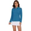 imageMAGCOMSEN Womens Polo Shirts Long Sleeve Golf T Shirt Quick Dry UPF 50 Sun Protection Lightweight Athletic Tennis ShirtsBlue Green