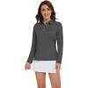 imageMAGCOMSEN Womens Polo Shirts Long Sleeve Golf T Shirt Quick Dry UPF 50 Sun Protection Lightweight Athletic Tennis ShirtsDark Grey