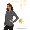 imageMAGCOMSEN Womens Polo Shirts Long Sleeve Golf T Shirt Quick Dry UPF 50 Sun Protection Lightweight Athletic Tennis ShirtsDark Grey