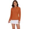 imageMAGCOMSEN Womens Polo Shirts Long Sleeve Golf T Shirt Quick Dry UPF 50 Sun Protection Lightweight Athletic Tennis ShirtsDark Orange